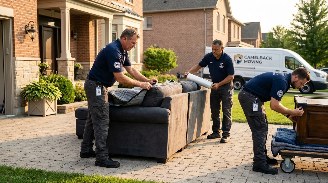 Large estate moving crew wrapping furniture in Eaton, IN